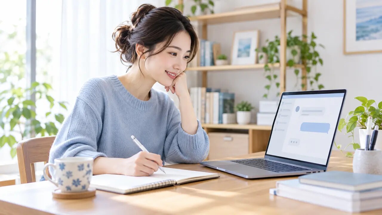 パソコンでChatGPTの使い方を学ぶイメージ
